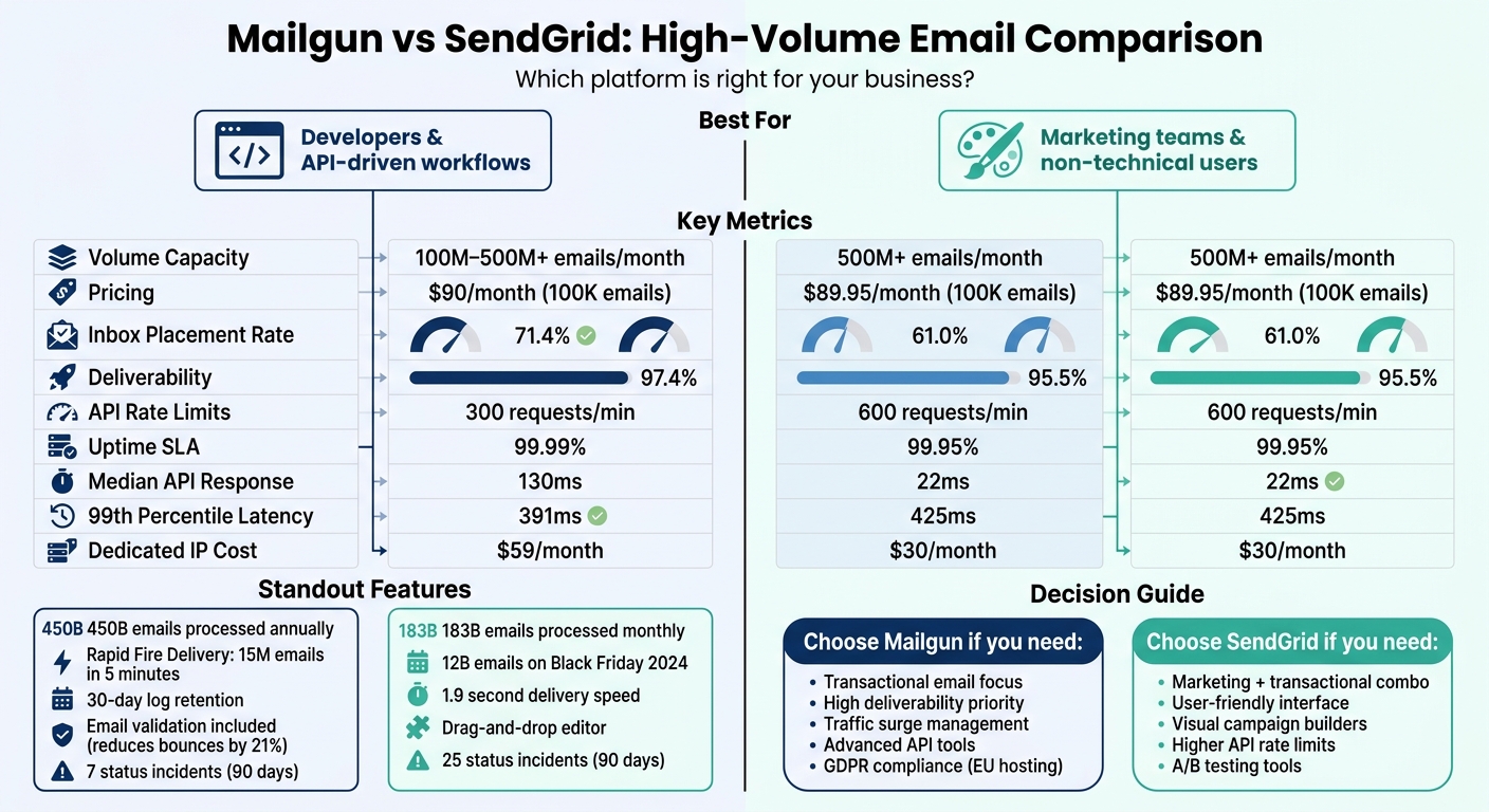 Mailgun vs SendGrid High-Volume Email Comparison: Features, Pricing & Performance