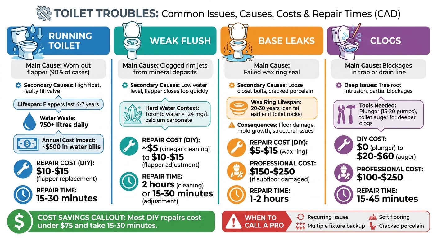 Common Toilet Problems: Causes, Costs, and Repair Times