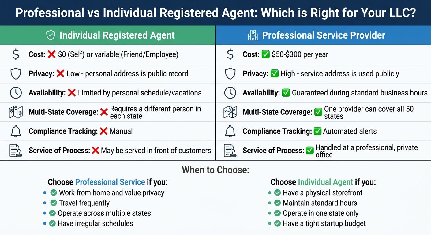 Professional vs Individual Registered Agent Comparison for LLCs