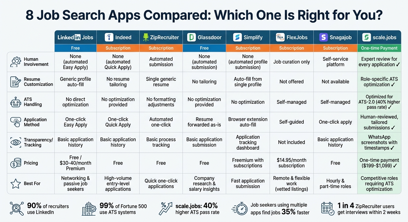 Job Search Apps Comparison: Features, ATS Optimization, and Pricing