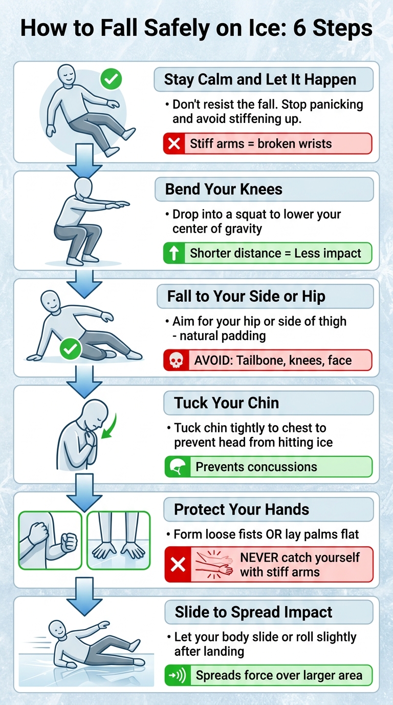 Safe Ice Skating Fall Technique: 6-Step Visual Guide