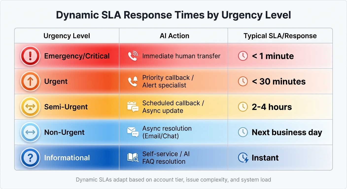 Dynamic SLA Response Times by Urgency Level for Customer Support