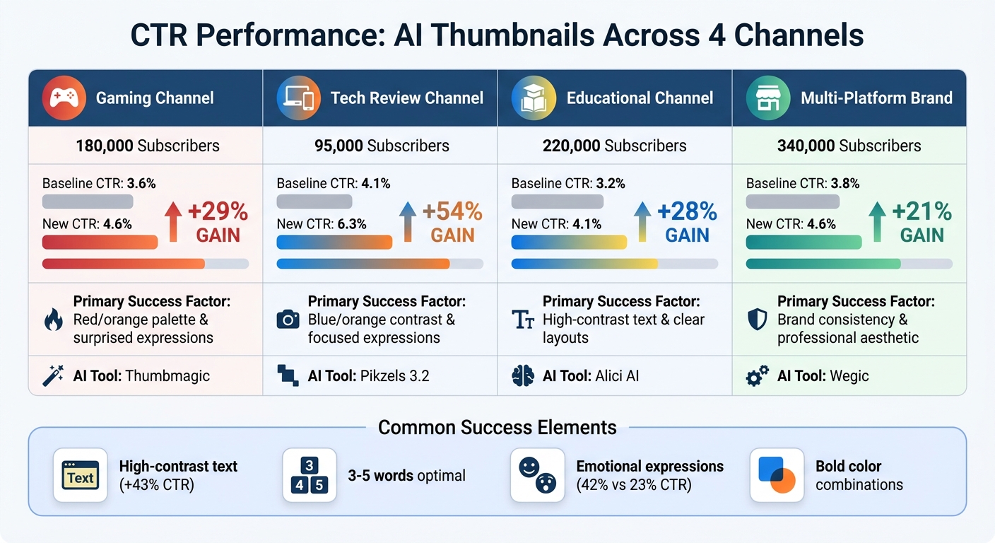 AI Thumbnail CTR Performance Across 4 YouTube Channels
