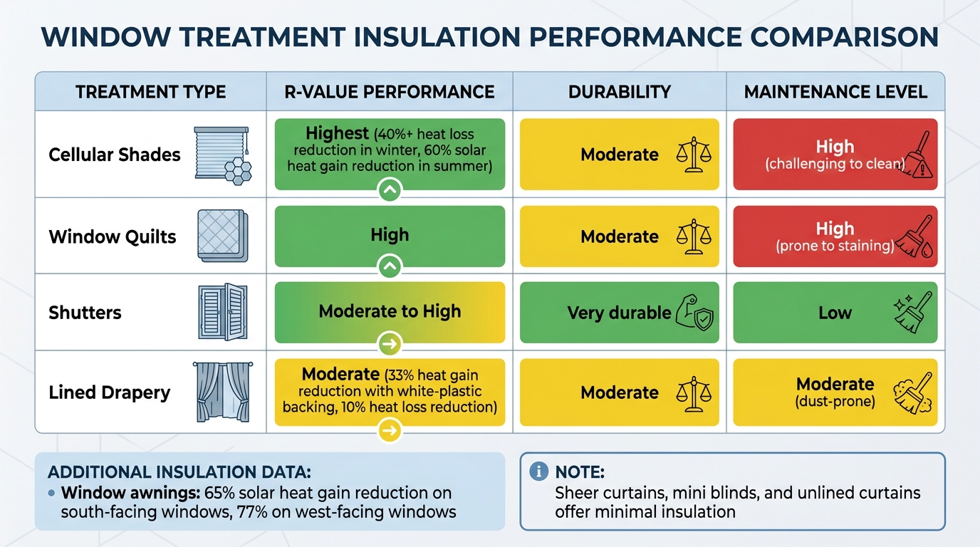 Window Treatment Insulation Performance Comparison Chart