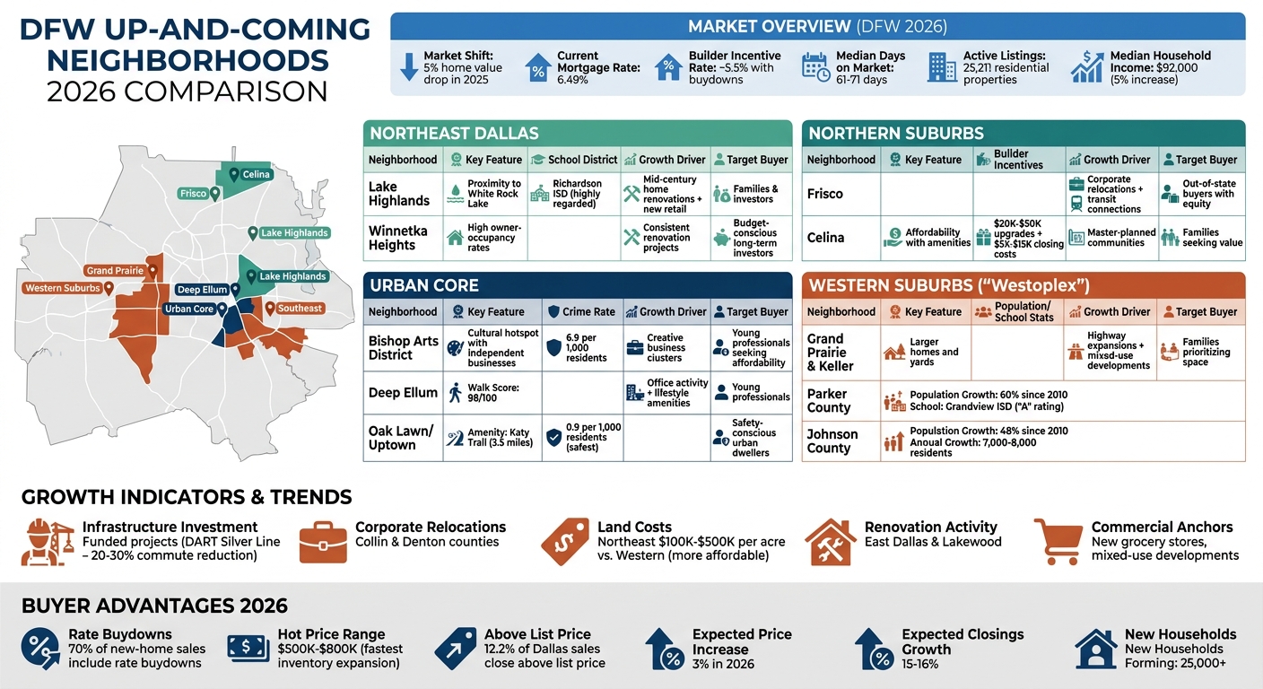 DFW Up-and-Coming Neighborhoods Comparison 2026: Key Stats and Growth Indicators