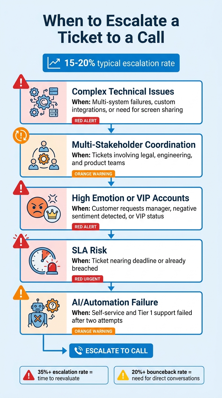 When to Escalate Customer Support Tickets to Calls: 5 Key Triggers