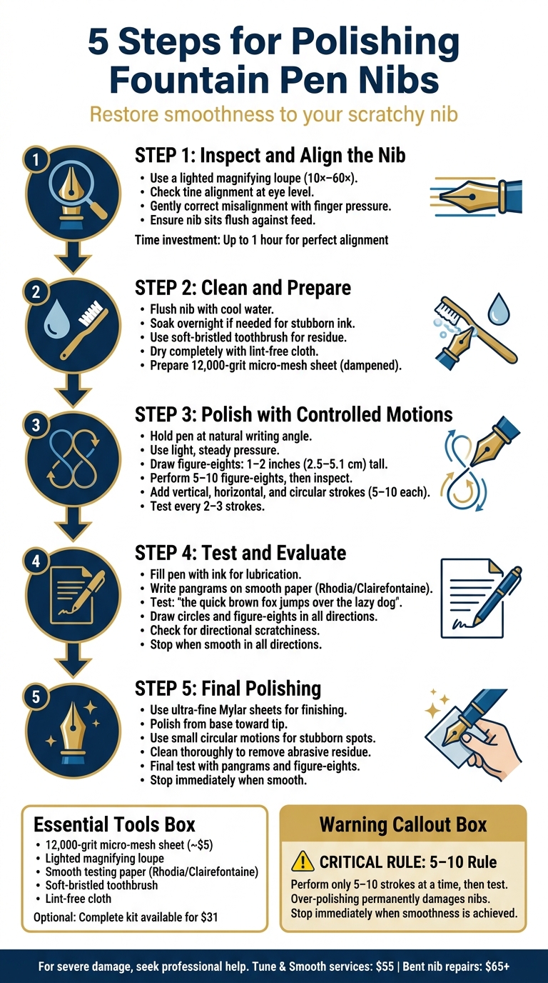 5-Step Process for Polishing Fountain Pen Nibs