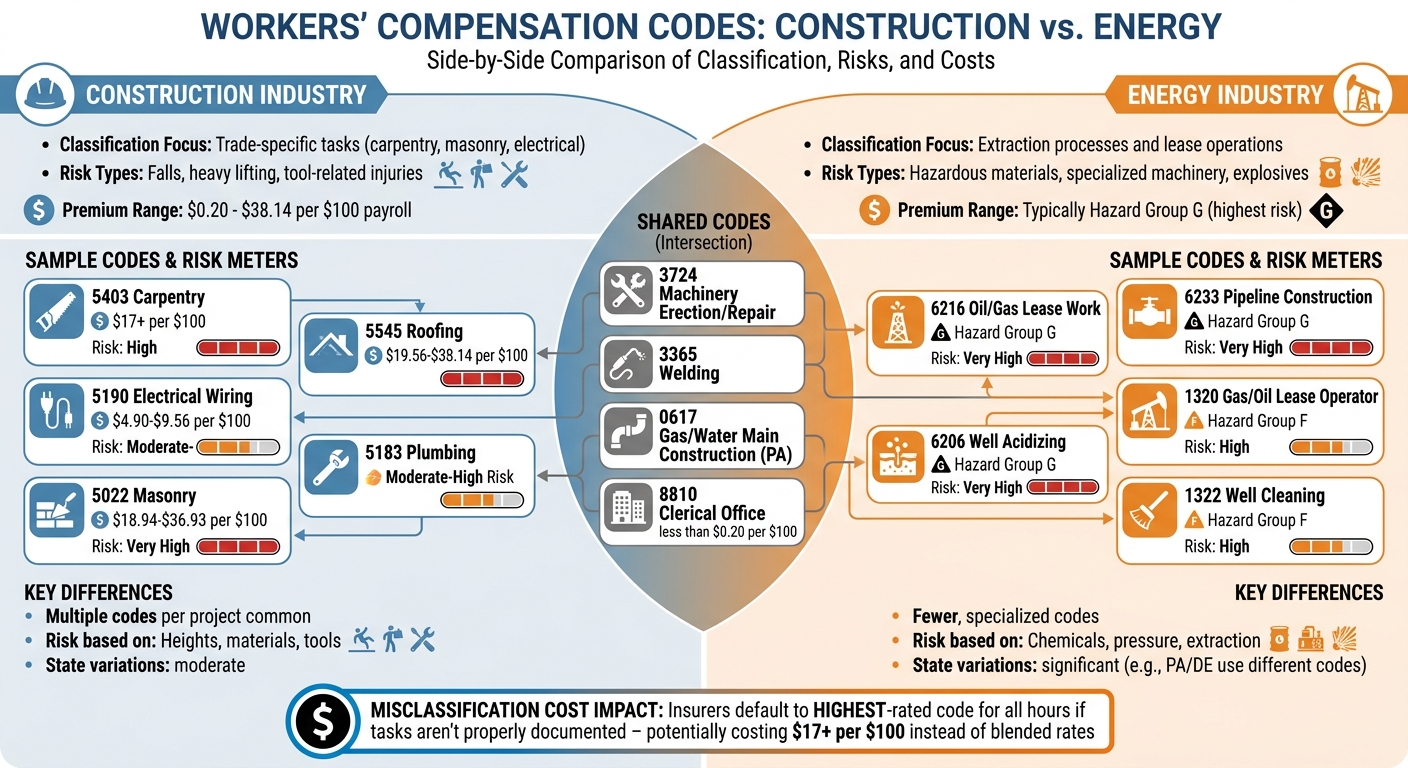 Construction vs Energy Workers Comp Codes Risk and Cost Comparison