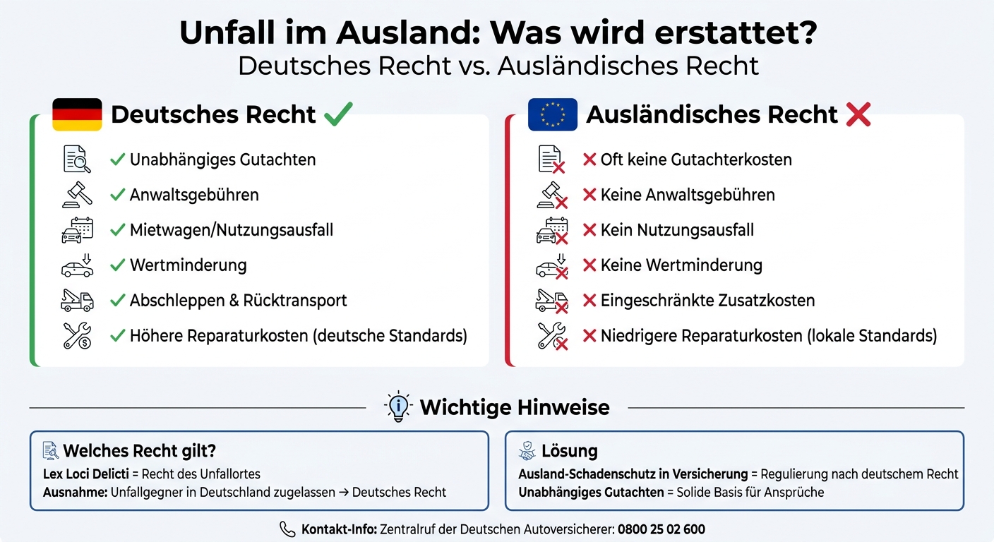 Deutsches vs. ausländisches Recht bei Unfällen im Ausland: Wichtige Unterschiede