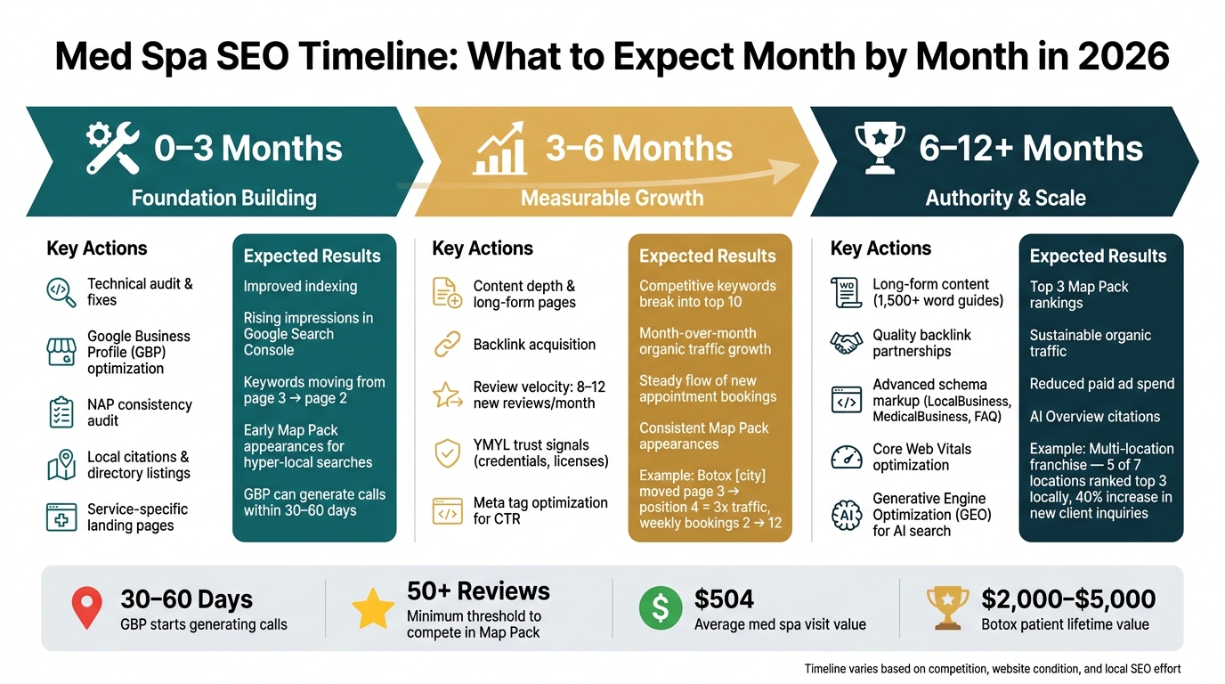 Med Spa SEO Timeline: What to Expect Month by Month in 2026