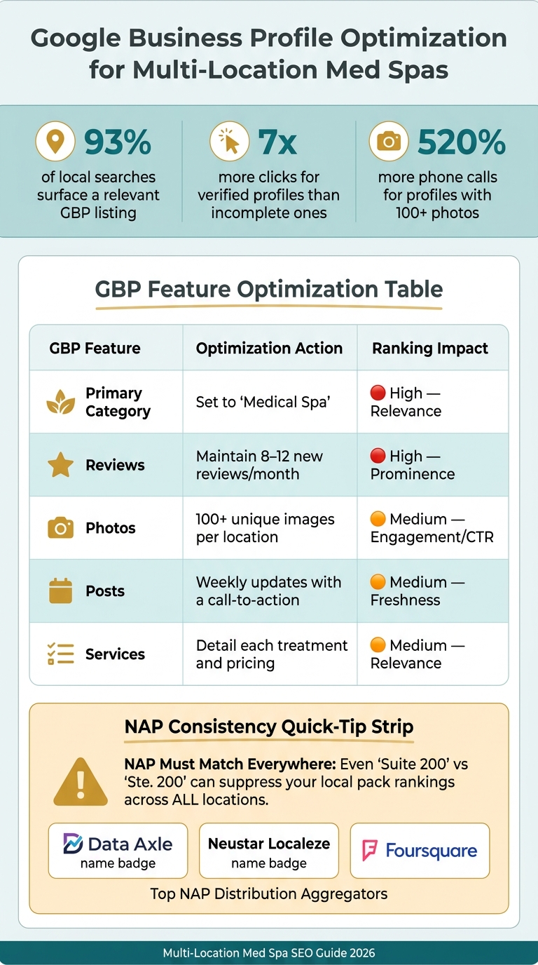 Multi-Location Med Spa SEO: GBP Optimization Ranking Factors & Impact
