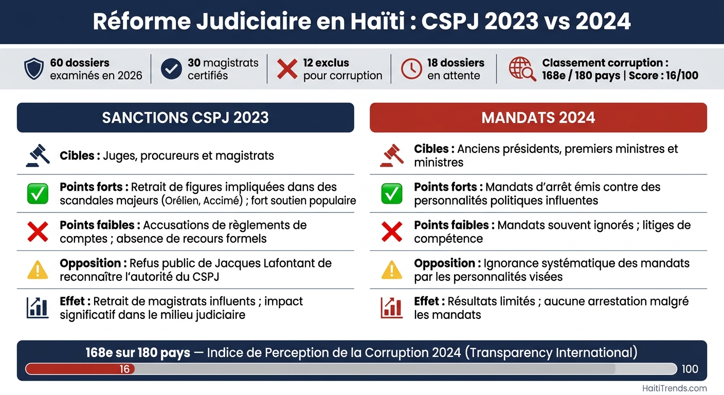 Réforme Judiciaire en Haïti : Sanctions CSPJ 2023 vs 2024