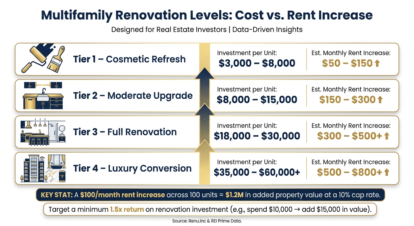 Multifamily Renovation Levels: Cost vs. Rent Increase Guide