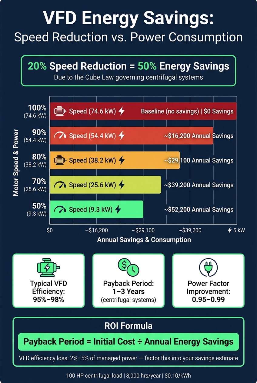 VFD Energy Savings: Speed Reduction vs. Power Consumption