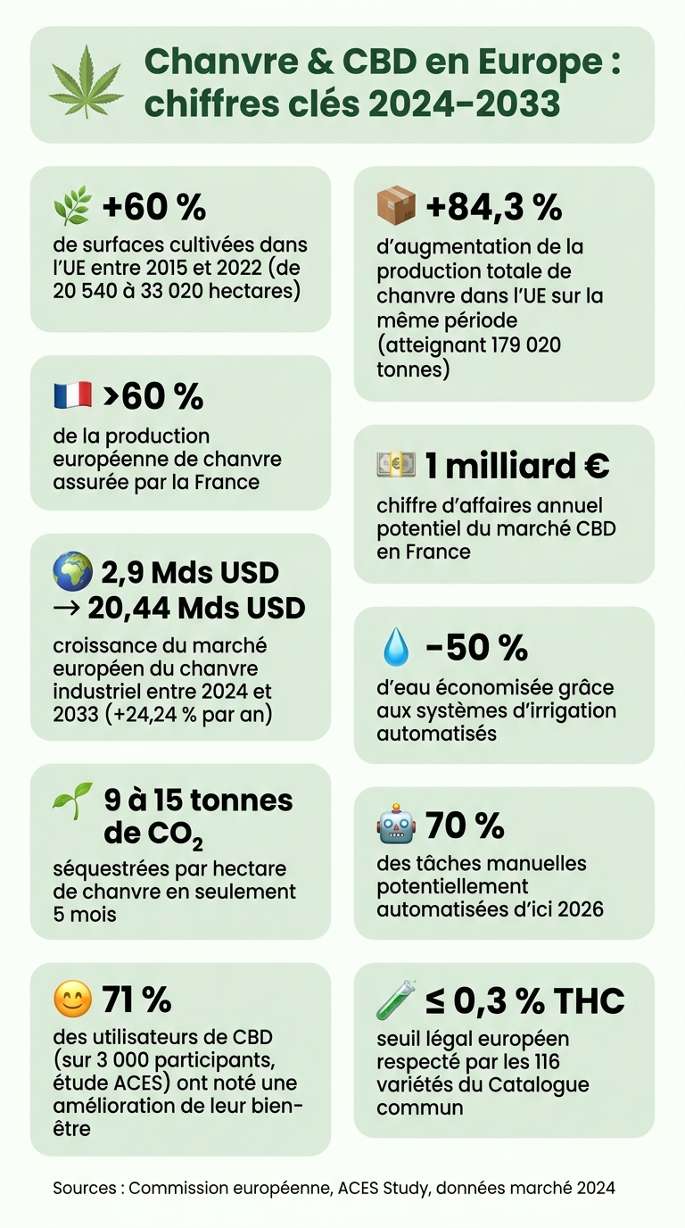 Chanvre & CBD en Europe : chiffres clés 2024–2033