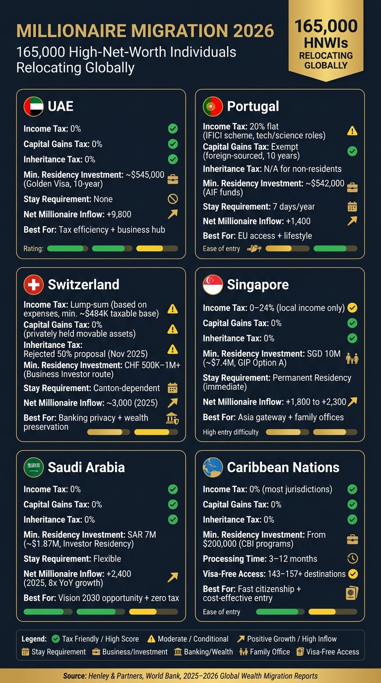 Millionaire Migration 2026: Top Destinations Compared