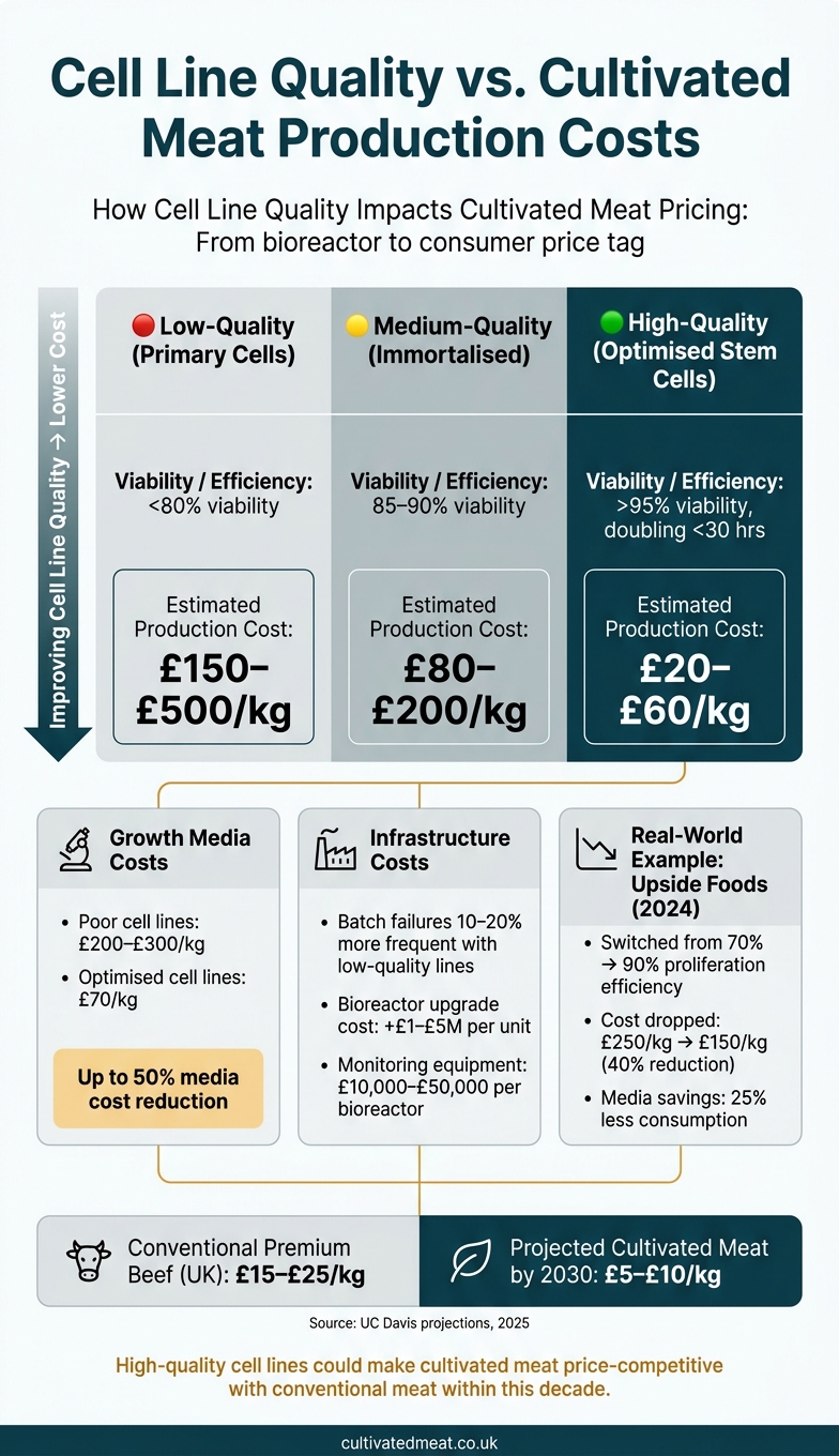 Cell Line Quality vs. Cultivated Meat Production Costs