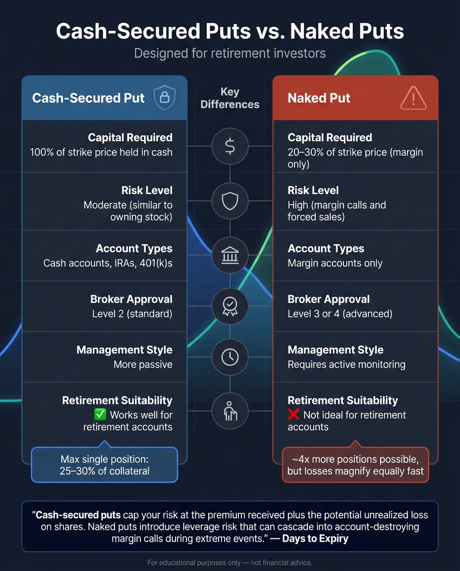 Cash-Secured Puts vs. Naked Puts: Key Differences for Retirement Investors