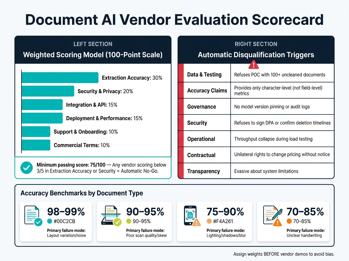Document AI Vendor Evaluation Scorecard: Weighted Criteria & Benchmarks