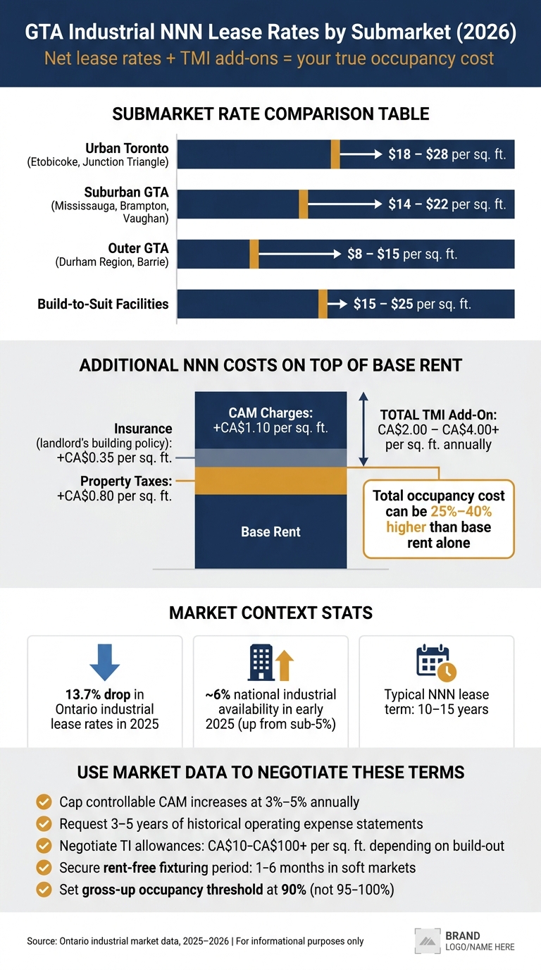 Triple Net Lease Cost Breakdown: Base Rent vs. Total Occupancy Costs for Ontario Industrial Tenants
