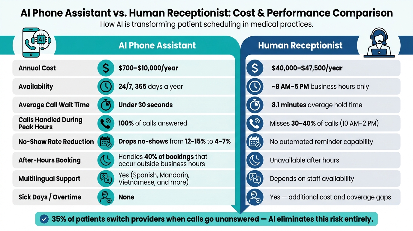 AI Phone Assistant vs. Human Receptionist: Cost & Performance Comparison
