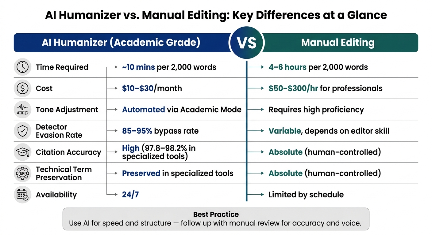 AI Humanizer vs. Manual Editing: Speed, Cost & Accuracy Compared