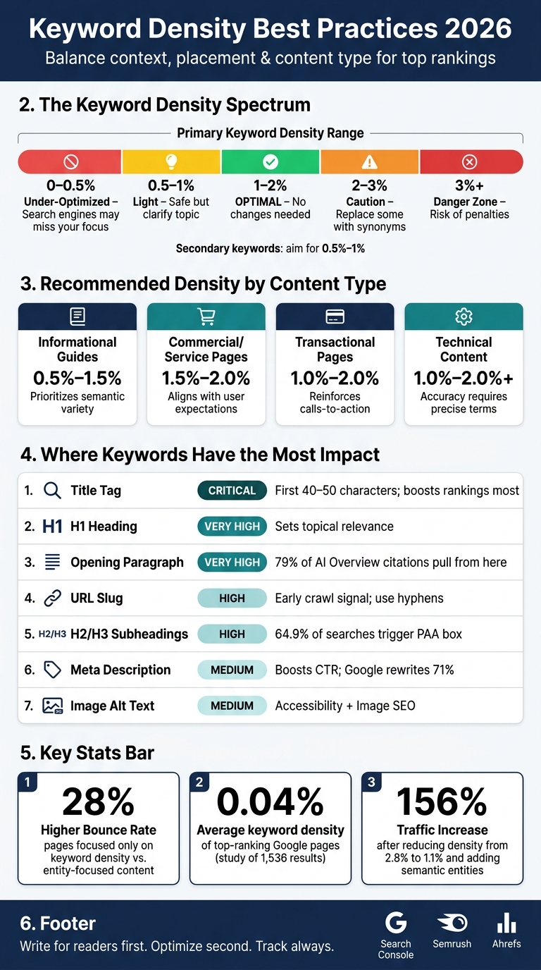 Keyword Density by Content Type & On-Page Placement Impact (2026)