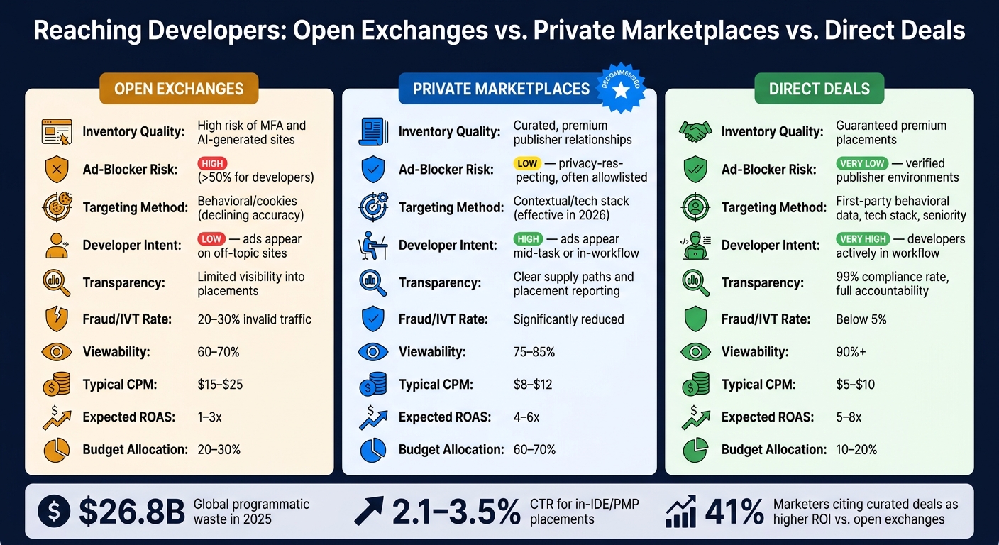 Programmatic Advertising for Developers: Open Exchanges vs. Private Marketplaces vs. Direct Deals