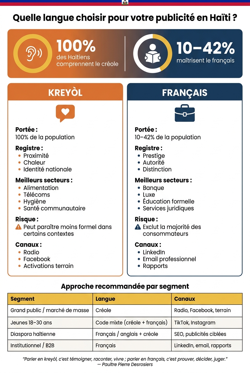 Créole vs Français en Publicité Haïtienne : Comparaison Complète