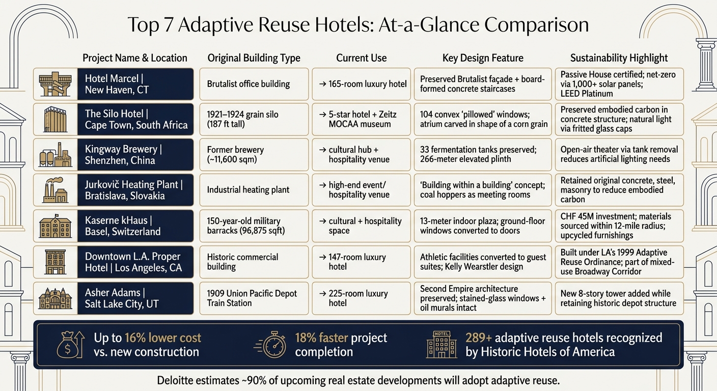 Top 7 Adaptive Reuse Hotels: At-a-Glance Comparison