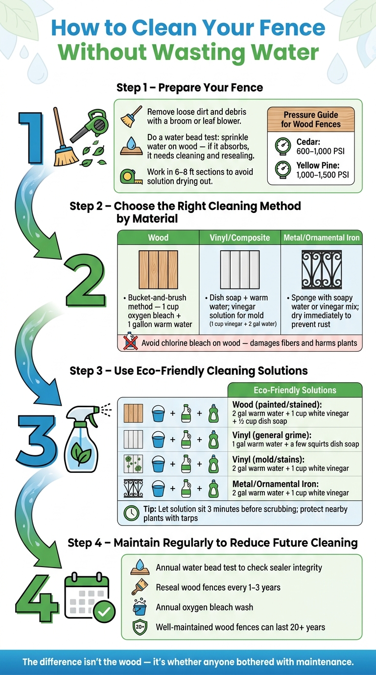 How to Clean Your Fence Without Wasting Water: 4-Step Guide