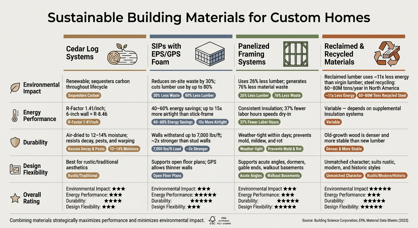 Sustainable Building Materials Compared: Cedar, SIPs, Panelized & Reclaimed