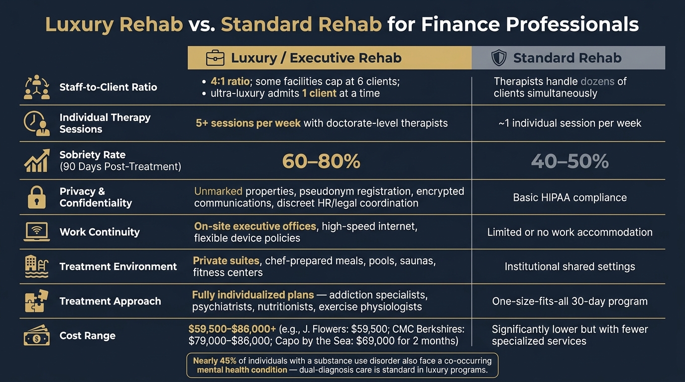 Luxury vs. Standard Rehab for Finance Professionals: Key Differences
