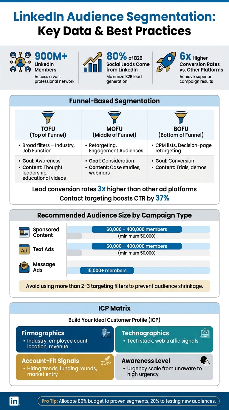 LinkedIn Audience Segmentation: Funnel Stages, Audience Sizes & Key Stats