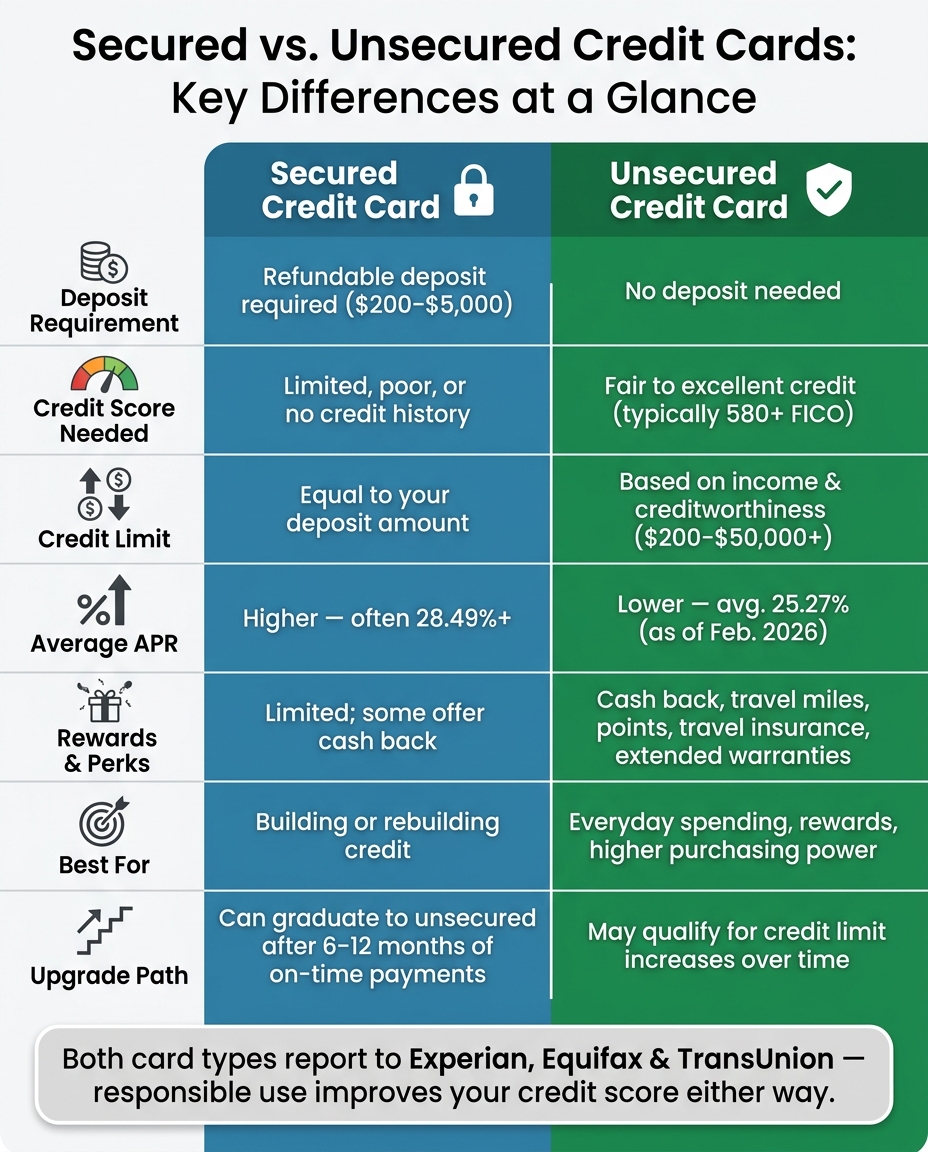 Secured vs. Unsecured Credit Cards: Side-by-Side Comparison
