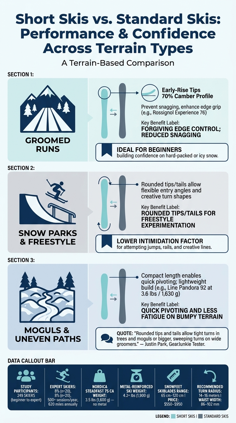 Short Skis vs. Standard Skis: Performance & Confidence Across Terrain Types