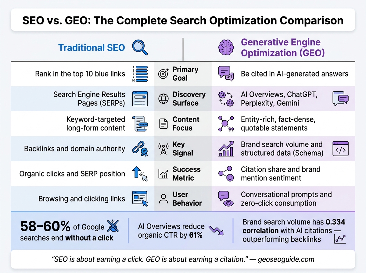 SEO vs GEO: The Complete Search Optimization Comparison