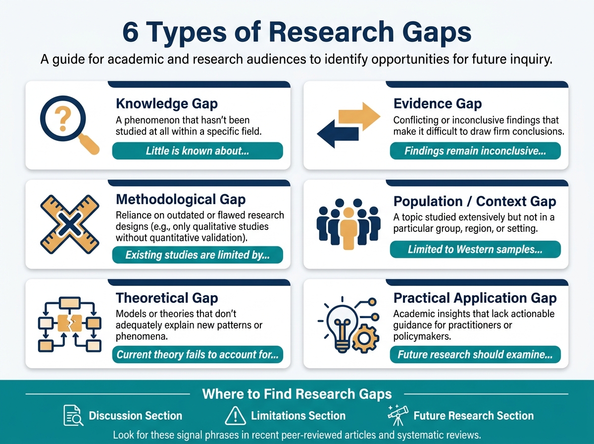 6 Types of Research Gaps: How to Identify & Choose the Right One