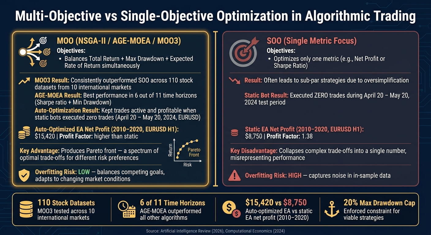 Multi-Objective vs Single-Objective Optimization in Algorithmic Trading