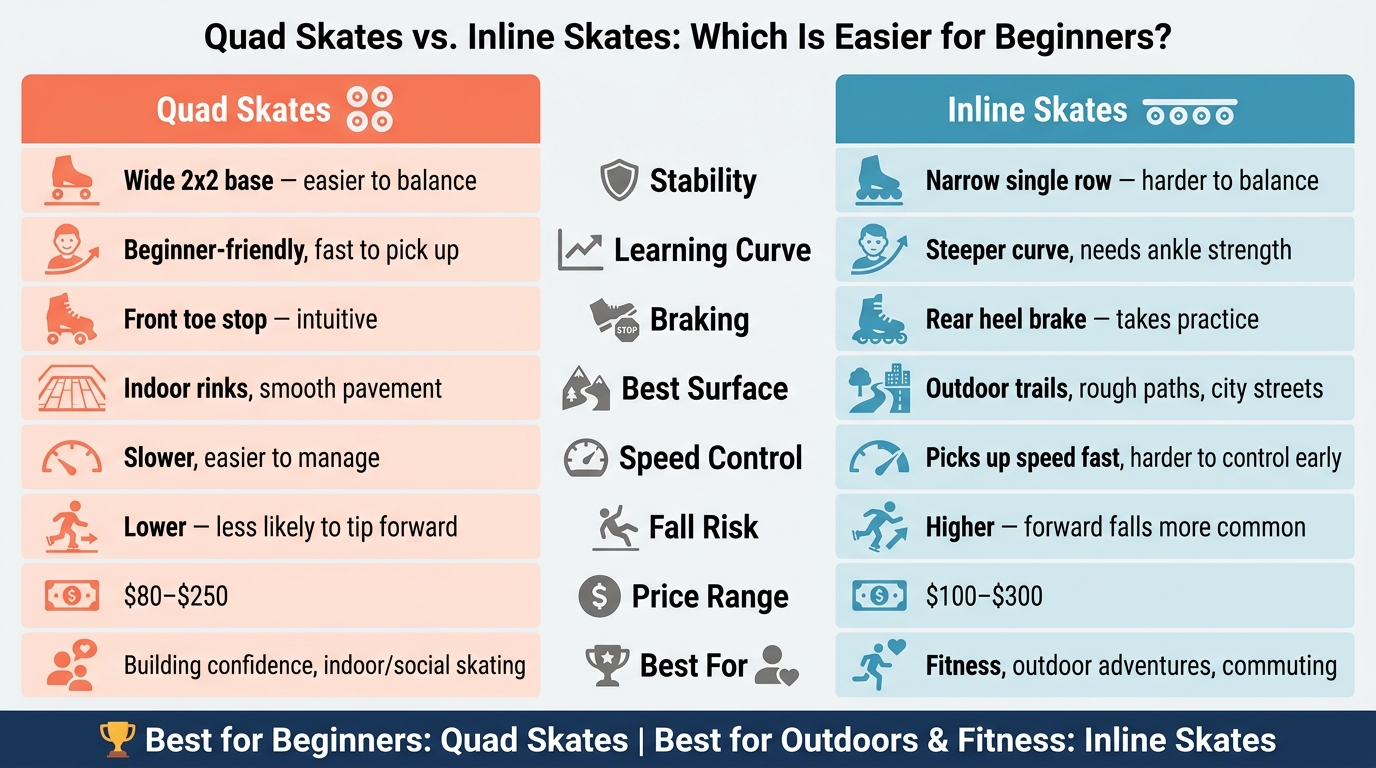 Quad brusle vs. inline brusle: Porovnávací průvodce pro začátečníky