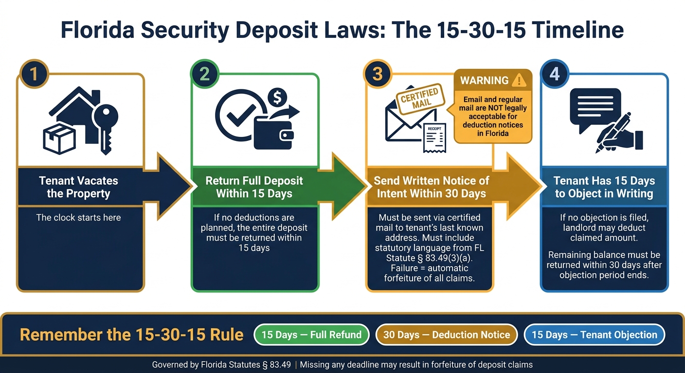 Florida Security Deposit Laws: The 15-30-15 Timeline for Landlords