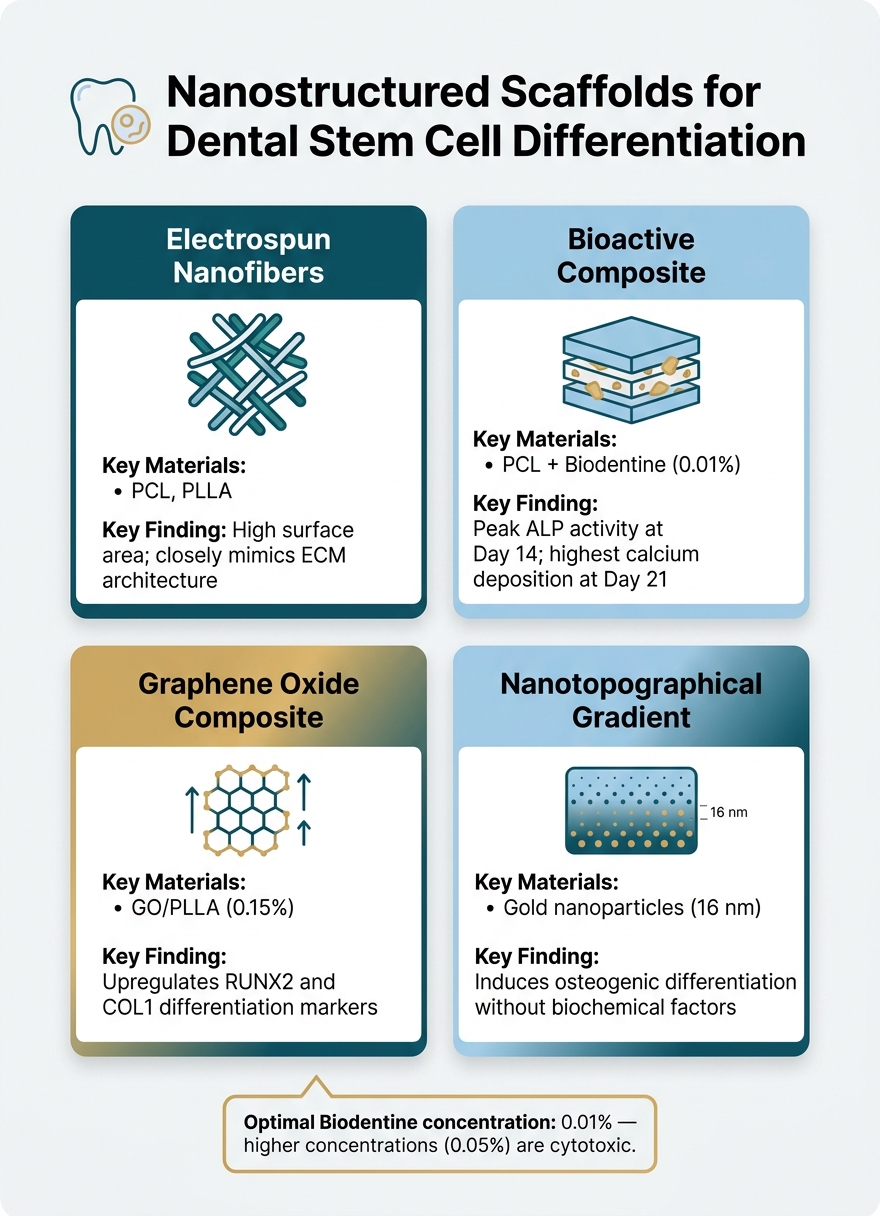 Nanostructured Scaffolds for Dental Stem Cell Differentiation: Key Types & Findings