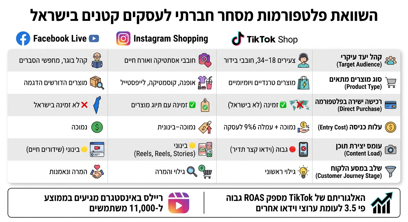 השוואת פלטפורמות מסחר חברתי לעסקים קטנים בישראל 2025