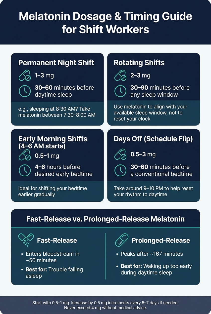 Melatonin for Shift Workers: Dosage & Timing Guide by Shift Type