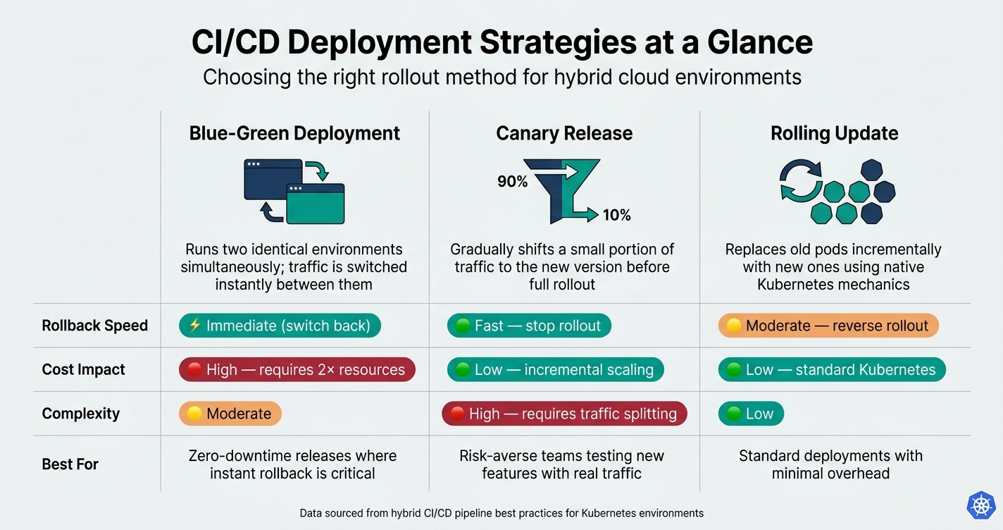 CI/CD Deployment Strategies: Blue-Green vs Canary vs Rolling Update