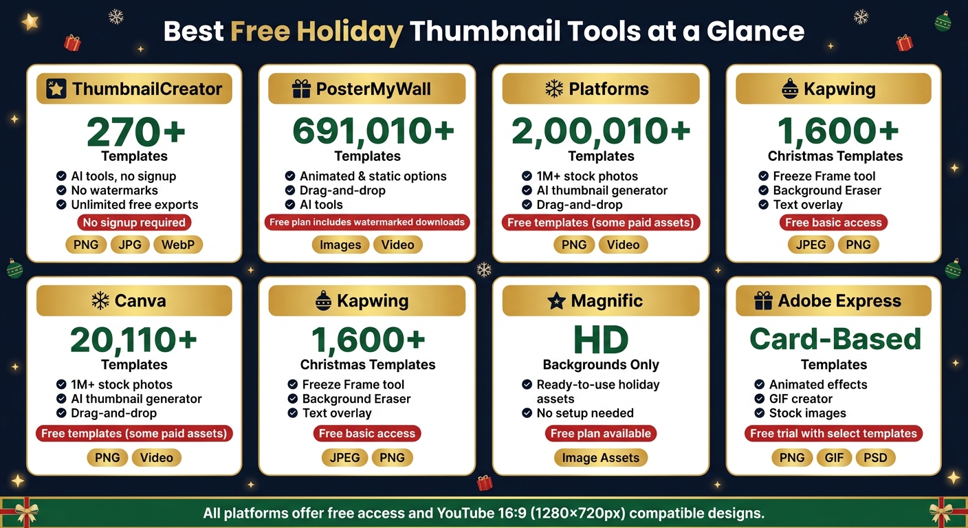 Best Free Holiday Thumbnail Tools: Side-by-Side Comparison