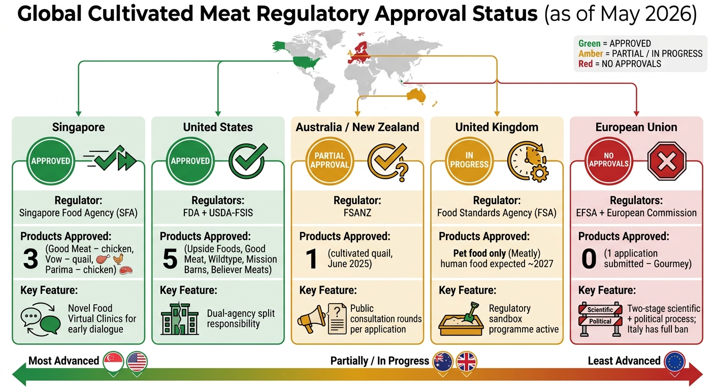 Global Cultivated Meat Regulatory Approval Status 2026