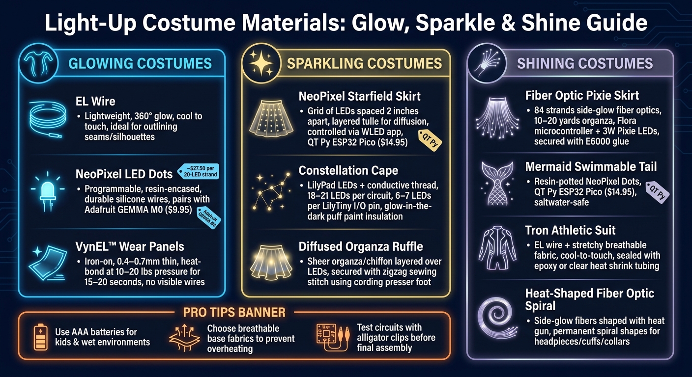 Light-Up Costume Materials: Glow, Sparkle & Shine Comparison Guide
