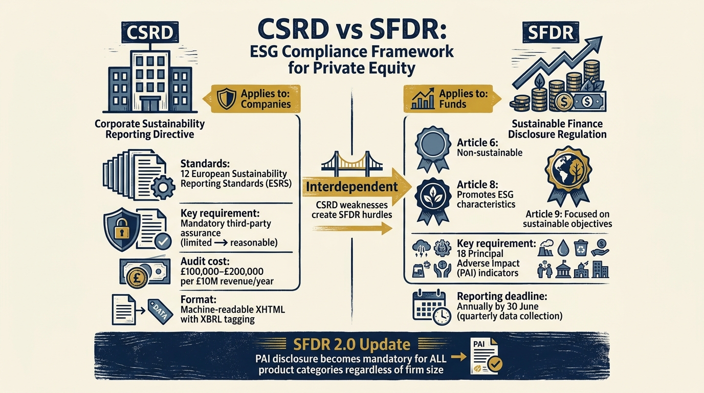 CSRD vs SFDR: ESG Compliance Framework for Private Equity
