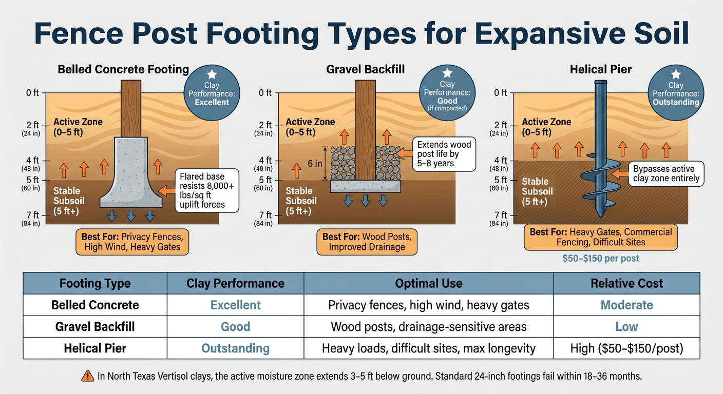 Fence Post Footing Types for Expansive Soil: Which One Is Right for You?